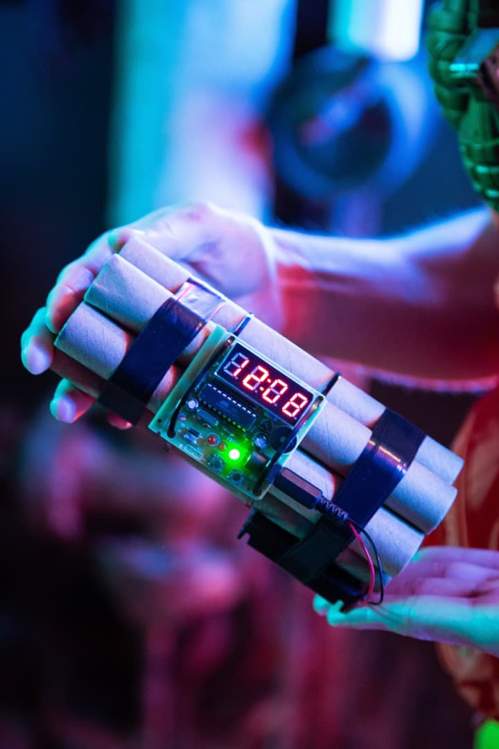 Behind the scenes photo 23 from Clone Cops production showing prop dynamite from the hit squad promo video